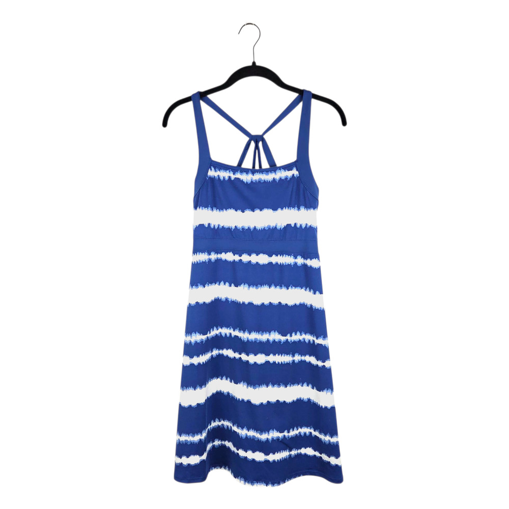 Soybu Blue‎ White Tie Dye Striped Sleeveless Mini Athletic Dress Size Medium